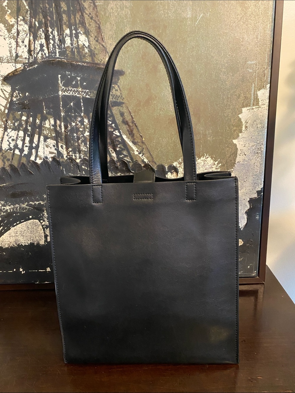 Banana Republic Black Leather Tote Bag
